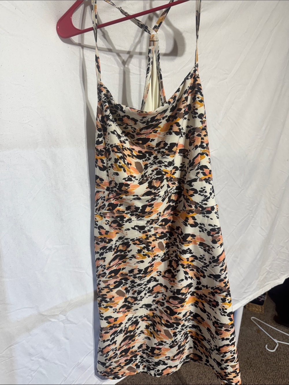 CALIA by Carrie Underwood Cream, Peach and Black Animal-Print Slip Dress